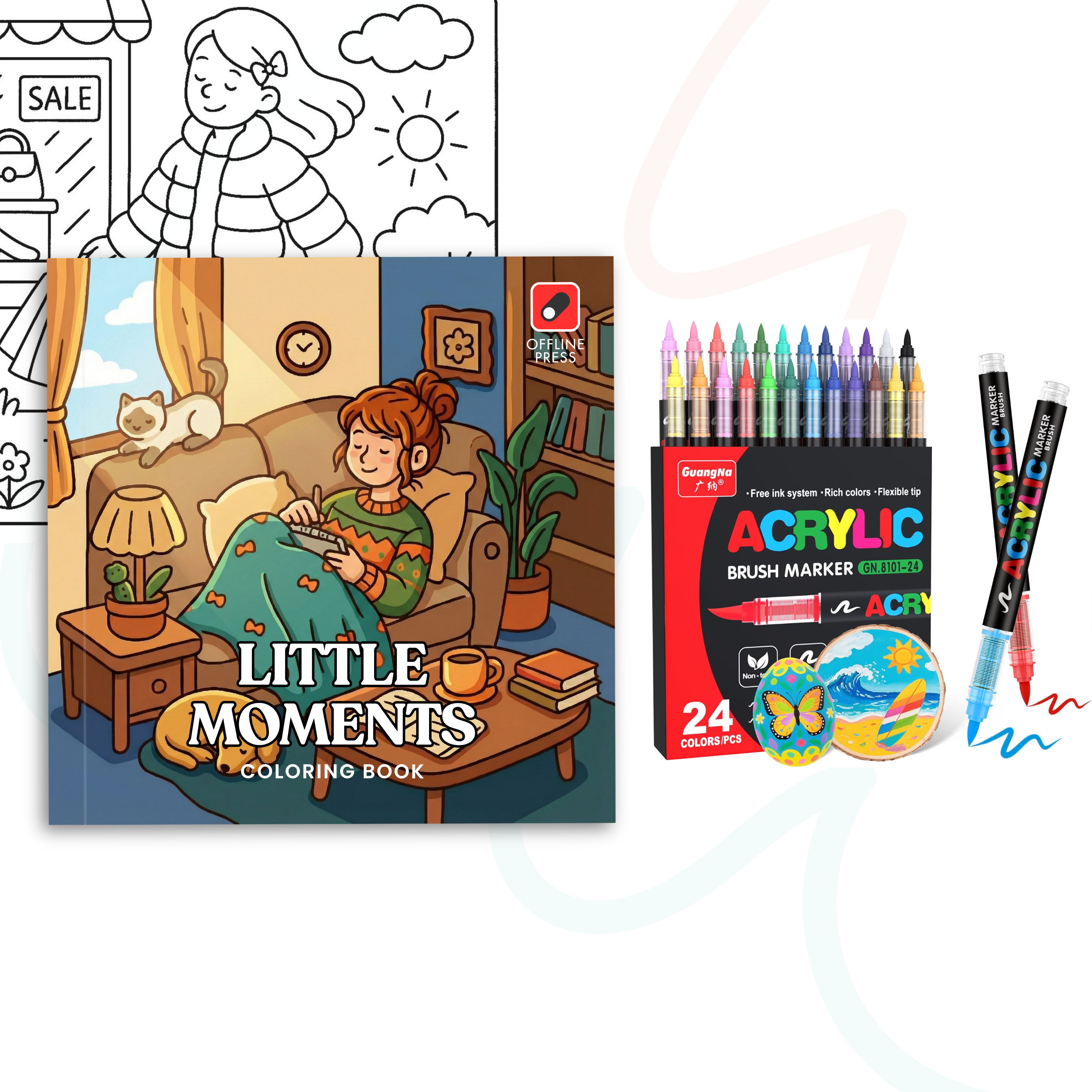 Little Moments Starter Kit V2 | Coloring Book + 24 Acrylic Markers