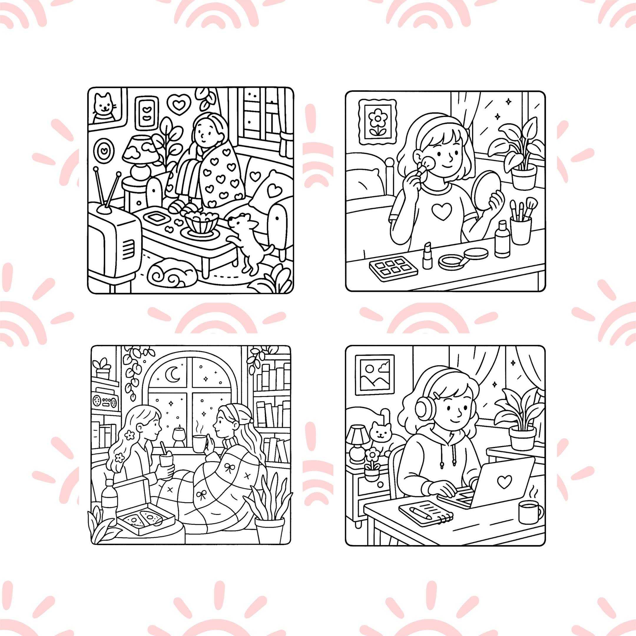 Little moments coloring page with thick lines for adults and seniors