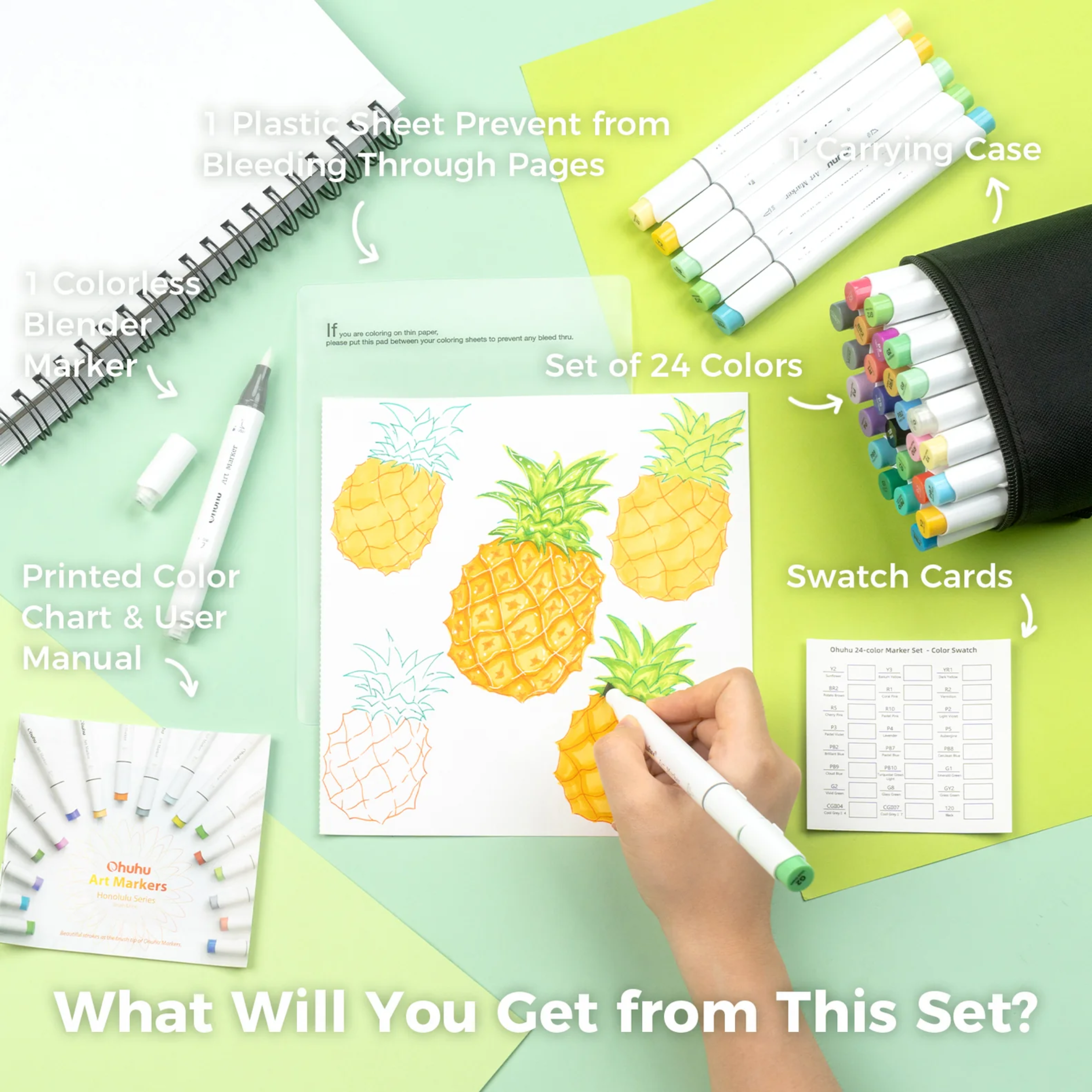 Little Moments Pro Bundle: Coloring Book + Ohuhu Honolulu 24 Set